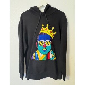 Biggie Smalls Crown Graphic Hoodie Sweatshirt Black Colorful Mens‎ Large